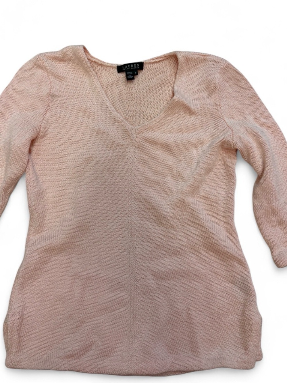 Ralph Lauren Pale Pink V-Neck Knit Sweater